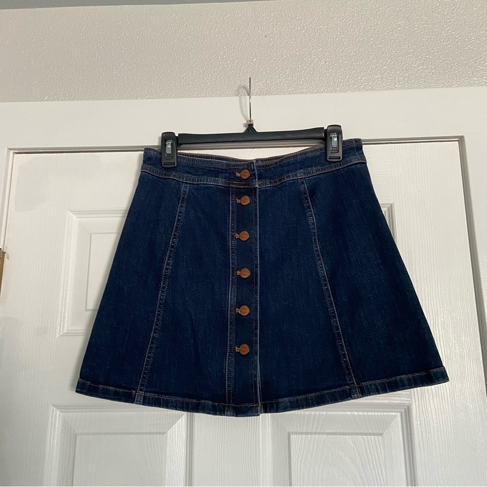 Madewell Dark Blue Denim Button-Front Mini Skirt